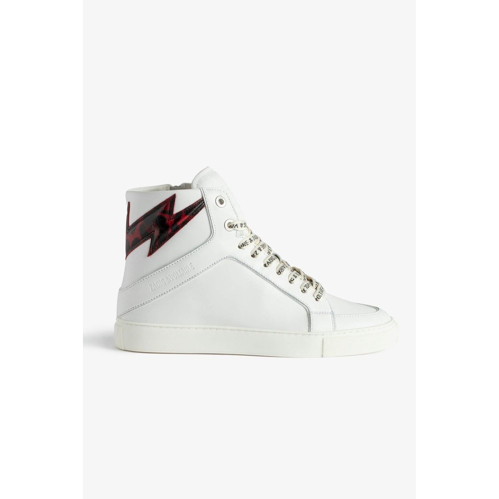 ZADIG AND VOLTAIRE High Top Flash Gun Red White Lace Up Zip Sneakers EU 40 US